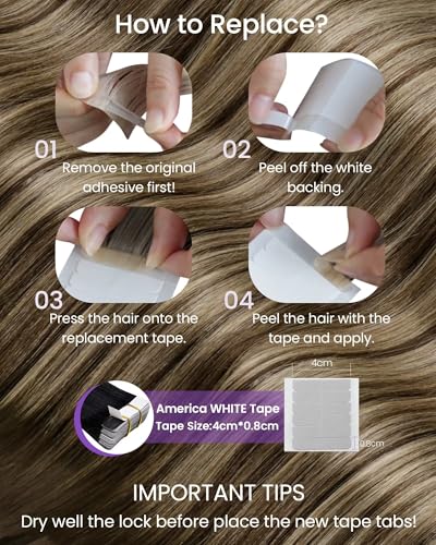 Image of LaaVoo Balayage Hair Extensions Tape in Real Human Hair Tape in Hair Extensions Brown to Caramel Blonde with Dark Brown Tapes on Extensions Invisible Hair 20 Inch 40pcs 100g