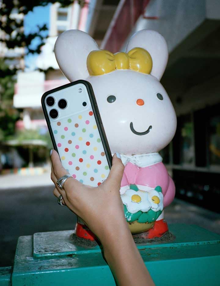 Image of Wildflower Cases - Compatible with iPhone 16 | Protective Black Bumper, 6.5ft Drop Test Certified, Women Owned Small Business | New Year Aesthetic Rainbow Birthday | Polka Dot - Confetti