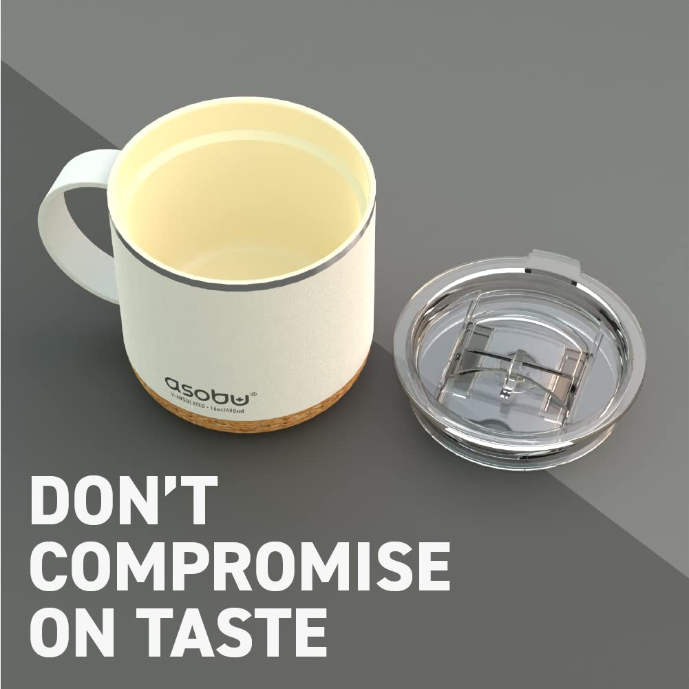 asobu Infinite Tasse à café isotherme en acier inoxydable avec revêtement intérieur en céramique et dessous de verre en liège