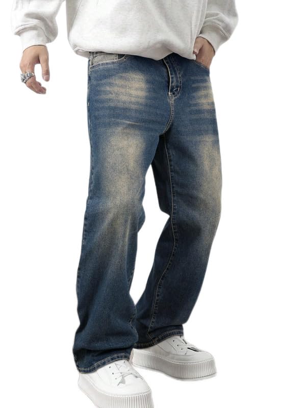 JMIERR Herren Baggy Jeans Weite Jeanshose Y2K Denim Streetwear Raw Jogginghose Loose Fit Männer Hip Hop Jeanspants S-3XL