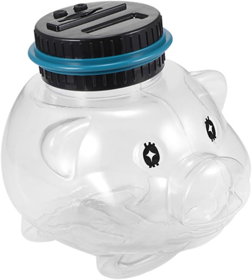 HANABASS Digital Counting Piggy Bank Transparent Cartoon Pig Shape Money Box for Coin Storage Jar with Easy Access Lid for Encouraging Saving Habits