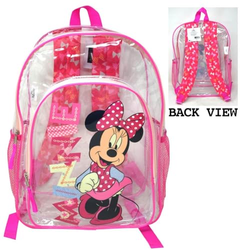 Sac à dos enfant Minnie Mouse rose transparent grand format 40 cm