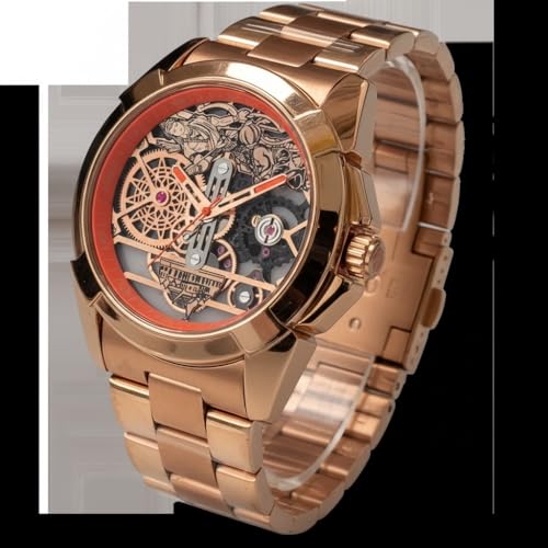 Image of Shree Ram Skeleton Watch, Ayodhya Mandir Theme, Mechanical Look Quartz, Stainless Steel Metal Bracelet, Round Dial with Deity Engraving for Man and Boyes
