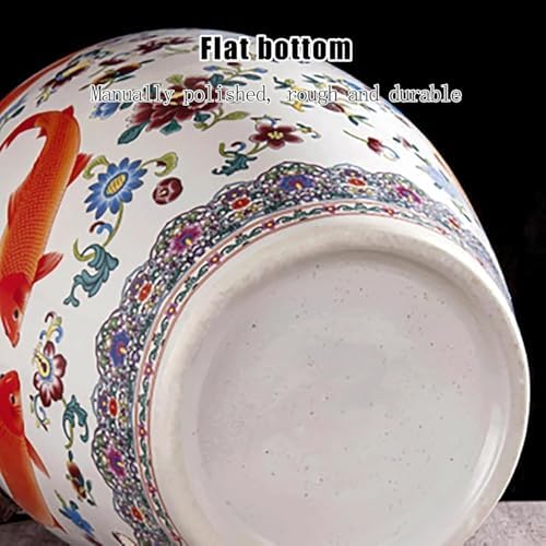 Ceramic Rice Container with Lid Chinese Design Rice Bucket Grain Dispenser Large Food Airtight Storage Jar(Green,25KG)