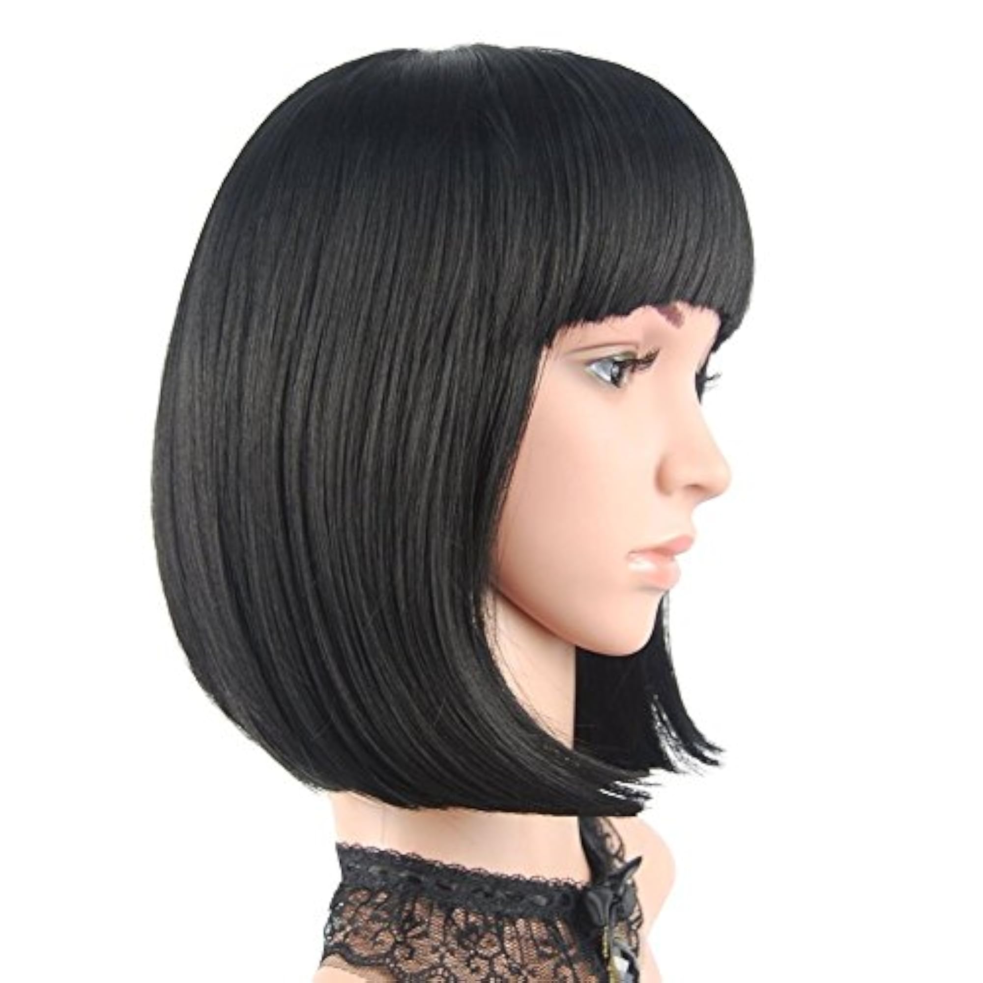 Women's Full Head Straight Heat Resistant Short Bob Wig