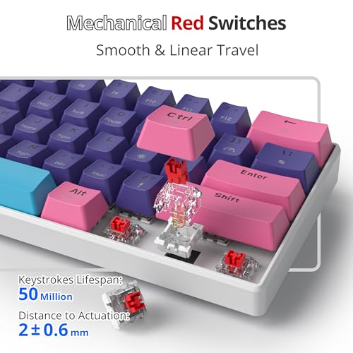 Image of Fogruaden Wired 60% Percent Mechanical Keyboard, RGB Gaming Keyboard 60 Percent, Ultra-Compact 60 Percent Purple Keyboard for Win /Mac PC Gamer, Easy to Carry on Trip (Purple, Red Switch)