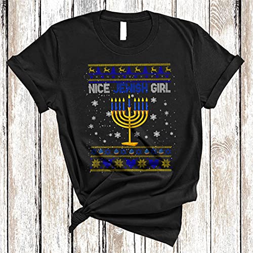 Nice Jewish Girl Cute Hanukkah Christmas Sweater Girls Jewish Menorah Lover Gifts Unisex T-Shirt2