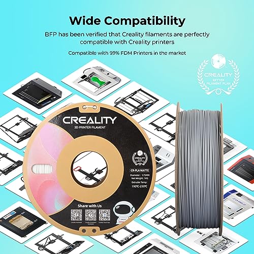 Image of Creality PLA Matte 3D Printer Filament 1.75mm, Matte PLA 1kg Spool (2.2lbs), Dimensional Accuracy + /- 0.02 mm, Fits for Most FDM 3D Printers (Matte Black)