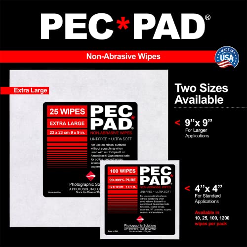 Image of PEC-PAD Lint Free Wipes 4 inchx4 inch Non-Abrasive Ultra Soft Cloth for Cleaning Sensitive Surfaces like Camera, Lens, Filters, Film, Scanners, Telescopes, Microscopes, Binoculars. (100 Sheets Per /Pkg) 2-Pack