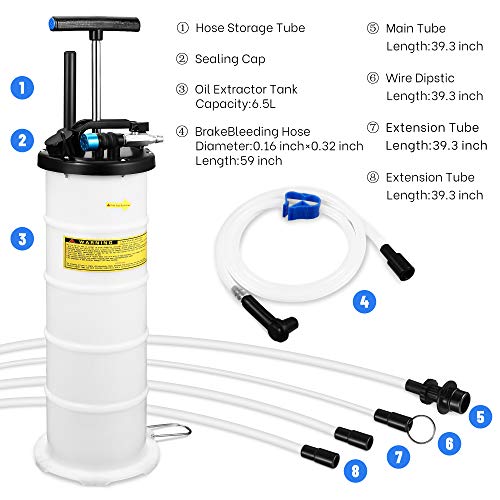 image for EONLION Oil Change Vacuum Fluid Extractor, 6.5L Pneumatic/Manual Oil E