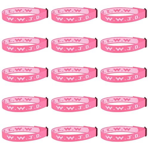 Pmormyy 15PCS WWJD Bracelet Pack for Women Men, Christian Jesus Bracelet Gifts, Adjustable What Would Jesus Do Wristbands Dark Pink