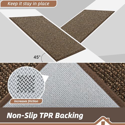 Image of BEQHAUSE Dirt Trapper Door Mat 32 inch x 48 inch, Non-Slip Washable Doormats Entrance Mat, Dirt Resistant and Absorbent Welcome Mat, Low Profile Floor Mats for Front Back Door and Entryway, Brown