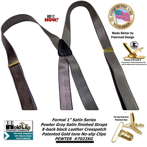 Image of Hold-Up Formal Series Men's X & Y-Back Suspenders with No-Slip Clips | Available in traditional X-back and Y-back styles for business, formal, and dress occasions.