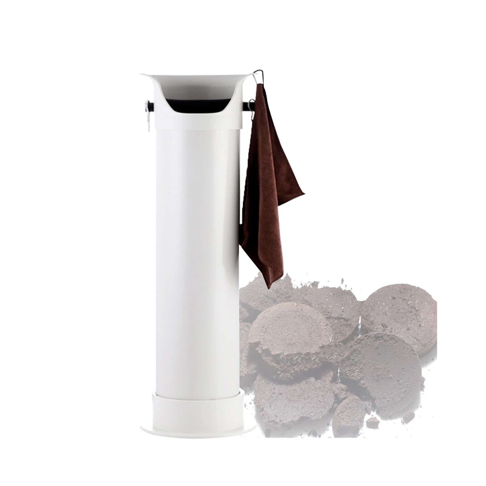 Coffee Grounds Bucket, Large Capacity Knock Box with Garbage Bags and Towel, for Milk Tea Shop Teahouse Bar(White)