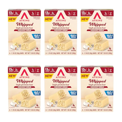 Image of Atkins Whipped Bars, Creamy Coconut Flavor, 13g Protein, 24 Count