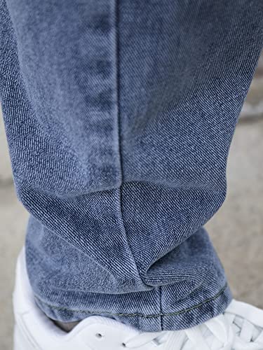 Image of AVANOVA Men's Slant Pocket Wide Leg Jeans - Casual Loose Fit Denim Pants, Cotton Blend Trousers with Slant Pockets for Daily & Streetwear (Jeans-139)