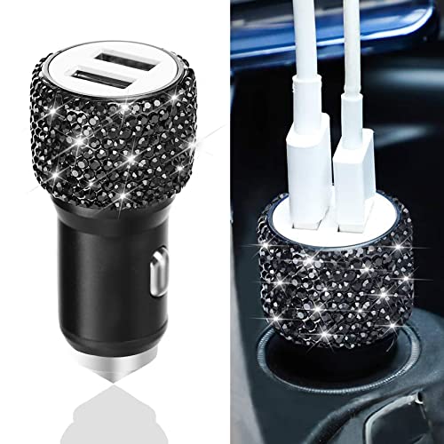Dual USB Car Charger, 5V/2.4A Bling Car Charger, Fast Charge Dual Port USB Car Adapter, Compatible with All Chargers