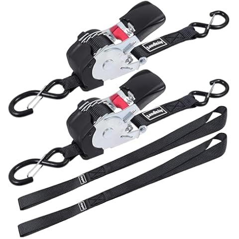 Ayaport Retractable Ratchet Straps Self Retractable Tie Down Straps 1200Lb Break Strength Heavy Duty 12ft for Motorcycle, Dirt Bike, Moving Cargo, Car, Truck Accessories (2, 1" x12') Cover