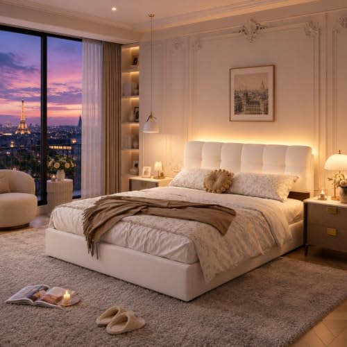 LONELYO Lit Coffre 160x200 avec Sommier à Lattes, Lit Adulte