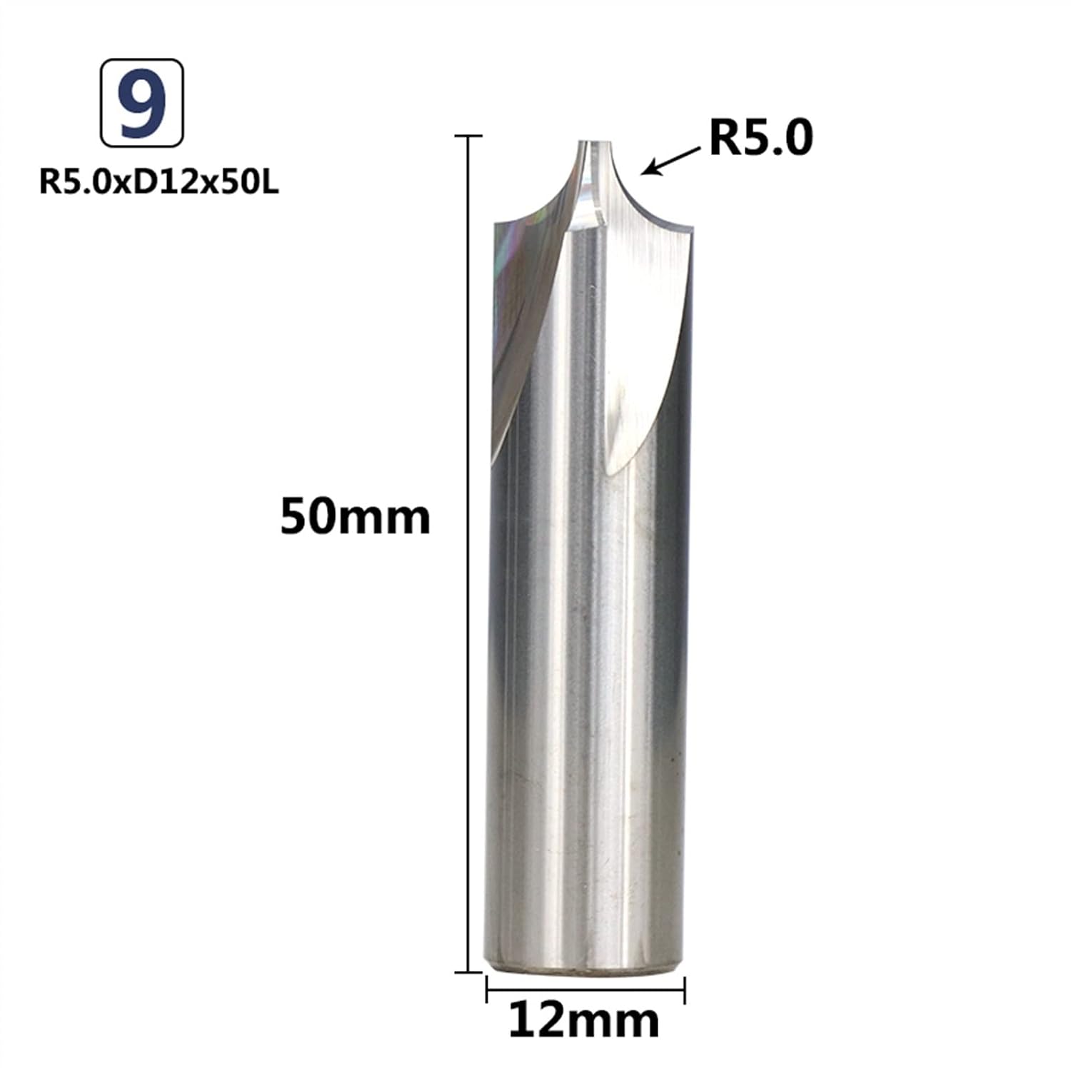 Radius Corner Rounding R0.5-R5.0 Carbide End Bit for Machining 1Pcs(R5xD12x50L)