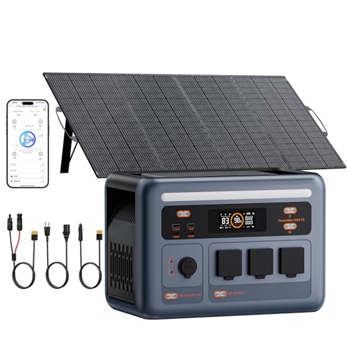 Image of 1800W Solar Generator with 200W Solar Panel PowerMax 1800SE, 1024Wh LiFePO4 Battery Generator with 3 AC Outlets (3600W Surge), 800W AC Charging, WI-FI /Bluetooth APP Control (PM1800SE+200W)