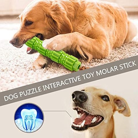 Wakeu Upgraded Dog Chew Toys, Dog Toothbrush Stick Bone Bite Resistant Dental Care Effective Teeth Cleaning for Small Medium Large Dogs Pets 7.09''/9.06'' inch (L, Green) Cover