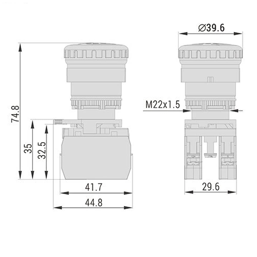 HY57B 250 V 12 A 1NC pulsante pulsante pulsante rosso di emergenza per elettrodomestici