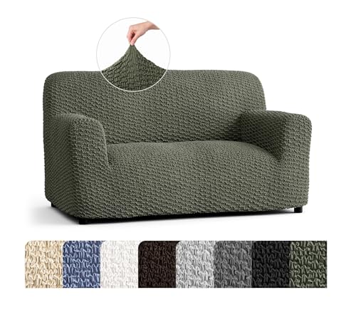 PAULTO BY GA.I.CO. Stretch Sofa Slipcovers – Soft Elastic Fabric Couch Cover for Armchair Loveseat 3-Seater & 4-Seater Sofa Cover – Non-Slip Furniture Protector Washable - Moss Green (40"-63" Wide)