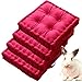 Tuftowana aksamitna poduszka podłogowa, kwadratowa gruba poduszka do siedzenia z uchwytem do przenoszenia, poduszka do medytacji patio (Rose Red 45cm/18in(Set of 4))