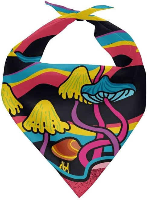 Howilath Pañuelo de perro de hongos abstractos de dibujos animados arco iris, bufanda triangular de algodón para perros para mascotas, cachorros,
