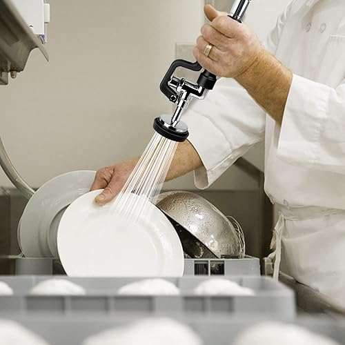 Miniatura 6 de Válvula pulverizadora de preenjuague para grifo de fregadero de cocina comercial, 1.42 GPM de alta presión, cabezal de pulverización de grifo de