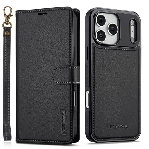 Étui en cuir noir de prestige pour iPhone 17 Pro Max à rabat