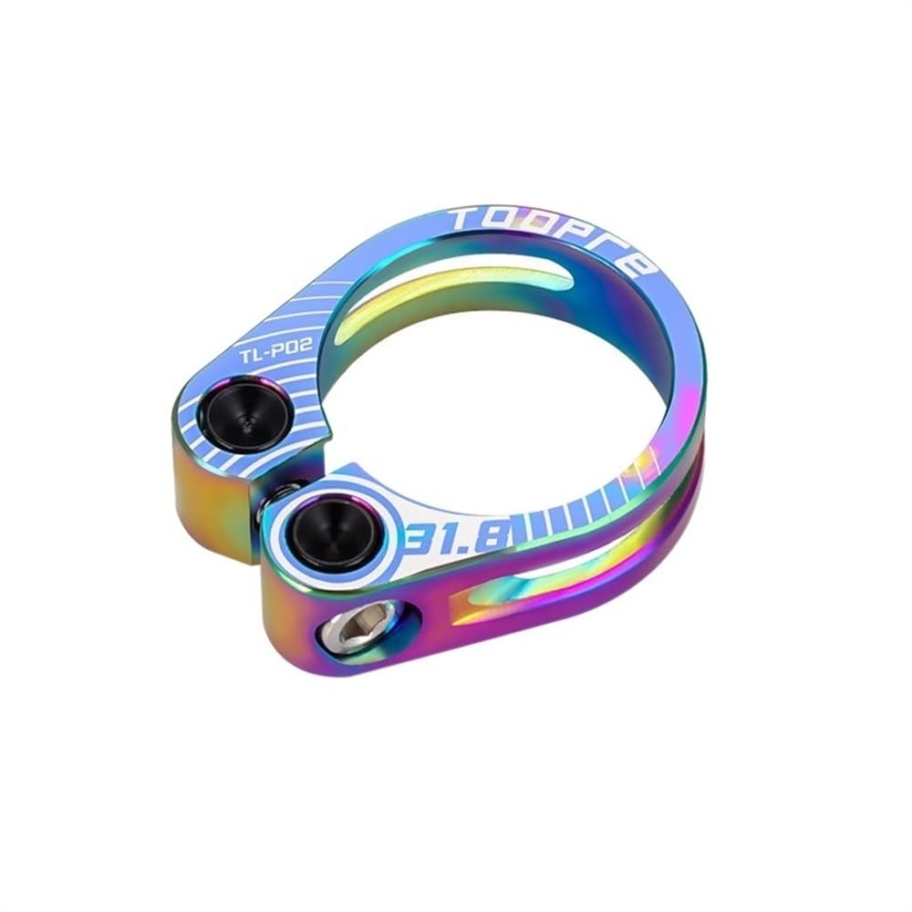 Bike Seat Clamp 31.8/34.9mm Aluminium Alloy Bike Seat Clamp Hollow Locking Mountain MTB BMX Road Bicycle Seatpost(31.8mm-Colorful)