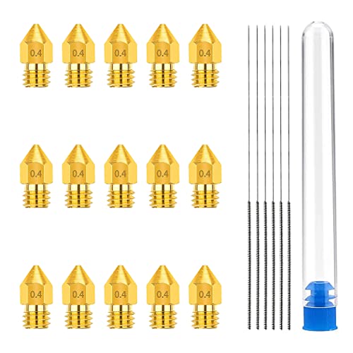 Lot de 15 buses d'imprimante 3D 0,4 mm en laiton Tête d'impression pour filament E3D V5-V6 1,75 mm Imprimante 3D Az. Par exemple Anycubic I3 Mega Prusa I3 MK3/MK3S Chiron Anet A8 CTC Printer (15) Cover