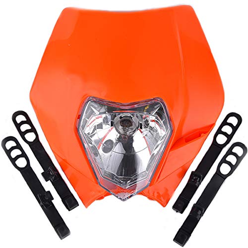 Universal 12V 35W Motorcycle Supermoto Halogen Headlight Indicator Fairing Lampshade for Dirt Bike Motor Orange