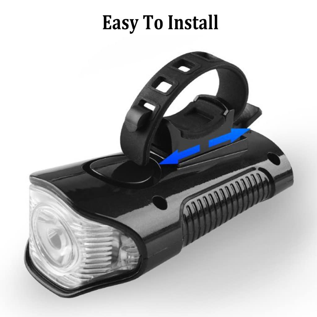 Juego de Luces USB para Bicicleta, Paquete de 2, Faro de Bicicleta Impermeable con Bocina y Cuentakilómetros Velocímetro, 4 Modos 6 Efectos de Sonido de Altavoz