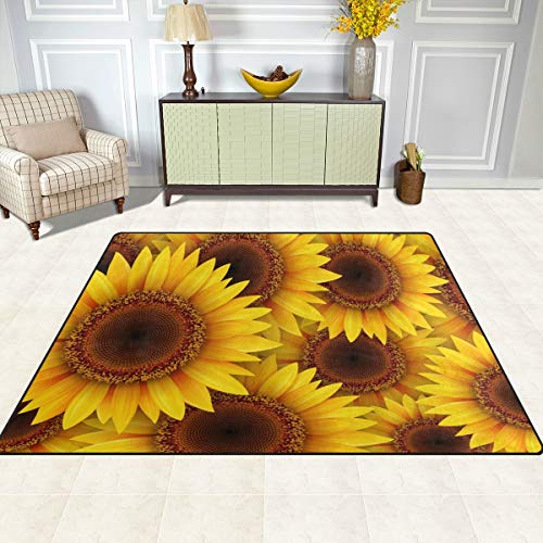 Senya Large Area Rugs 6'8" X 4'10" Yellow Sunflowers Lightweight Non Slip Water-Repellent Floor Mat For Living Room Bedroom Home Deck #TOP2