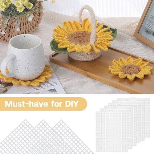 Image of 6 Pack 7CT DIY Handmade Plastic Canvas Sheets,Plastic Mesh Canvas Sheets,needlepoint canvas,Eye Mesh for Embroidery,Acrylic Yarn Crafting,DIY Handmade Knit and Crochet Projects(10.5 X 13.5 Inch,White)