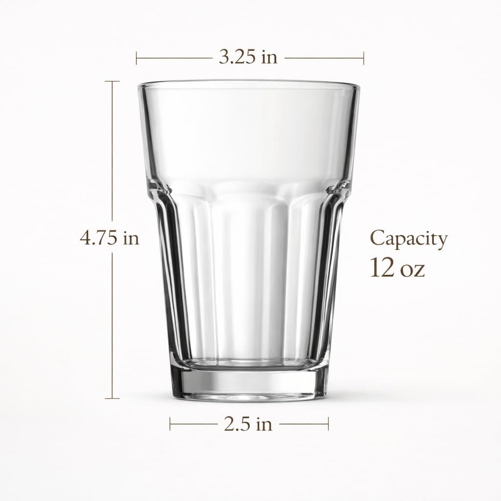 HISTORY COMPANY French Bistro Tempered Water Glass – All-Purpose Drinking Tumbler, 4-Piece Set (Gift Box Collection)