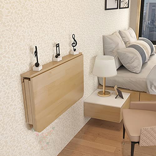 Bureau d'ordinateur mural pliable table suspendue rabattable bois massif double support