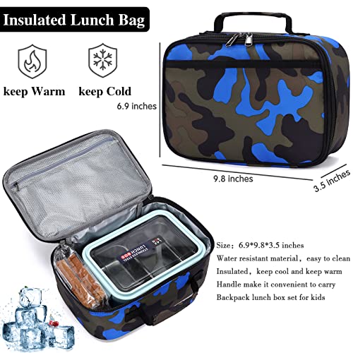 Image of Ladyzone Camo School Backpack Lunch Box Set Lightweight Schoolbag Travel Camp Outdoor Daypack