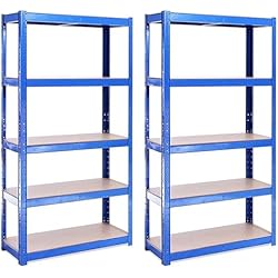 Rack Estanteria G-Rack Estanterías Almacenaje para Garaje - Estantería Metalico De 5 Niveles - 150x75x30 cm - 2 Compartimentos, 150 Kg por Estanteria - Estantería Carga Pesada - Almacenaje Industriales - Negro
