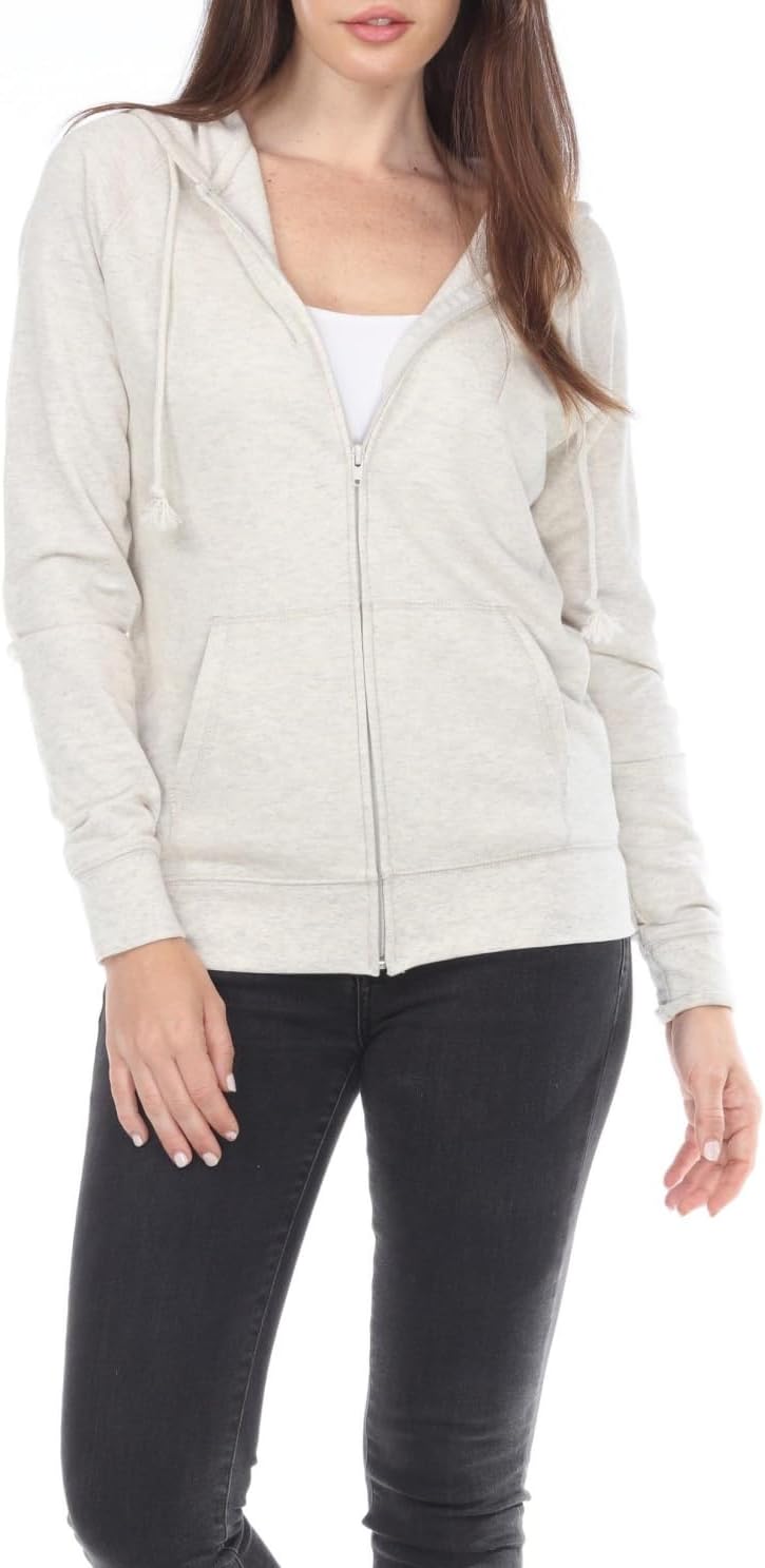 long Sleeve Zip Hoodie Women Cotton Blend Pocket long Sleeve Jacket,Comfortable FrenchTerry Hoodie for Everyday
