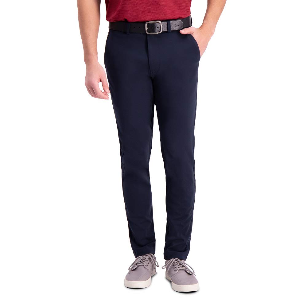 Haggar Men's Active Series Tech Slim Fit Flat Front Supreme Flex Waistband Pant