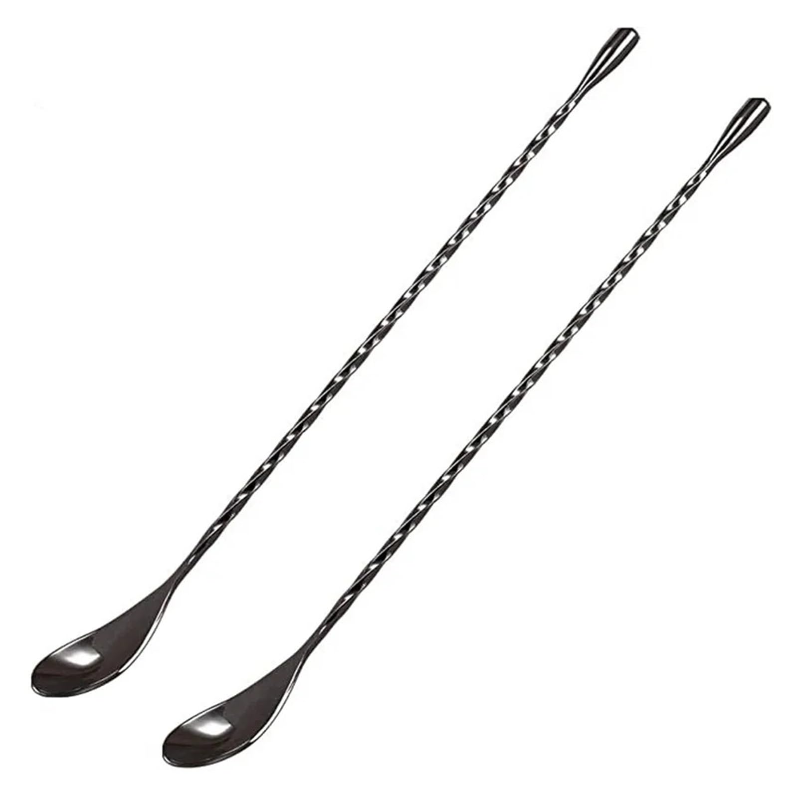 1/2 pz Cucchiaio da Cocktail Bar Mescolando Manico Lungo in Acciaio Inossidabile Modello a Spirale di Miscelazione(Black 30cm 2pcs)