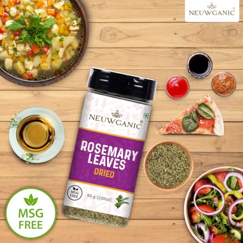 Image of Neuwganic - Rosemary Leaves (Dried) | Gulmehandi Leaves Whole | Aromatic Herb for Cooking, Baking & Teas | Ideal For Hair Growth | 80 Gm