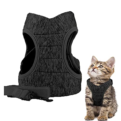zfdg Sangle de Poitrine de Chat, Harnais pour Animaux de Compagnie, Chaton Harnais, Tissu Doux Ajustable Harnais Chat avec Laisse pour Animal, Chien, Chaton, Dressage, Course, Marche (S, Gris) Cover