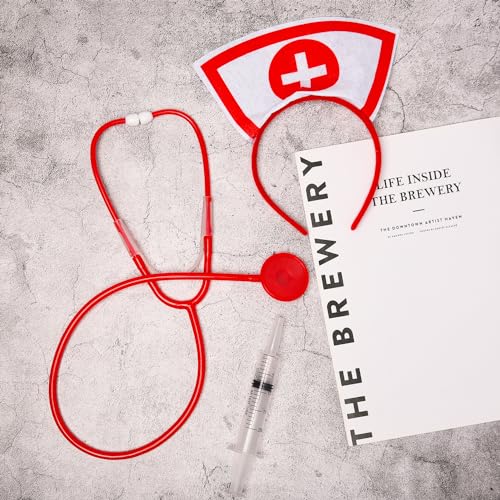 HIXNUG 2Pcs Nurse Costume Accessory Headband and Stethoscope Halloween Nurse Fancy Dress Role Play Costume Set - Image 4