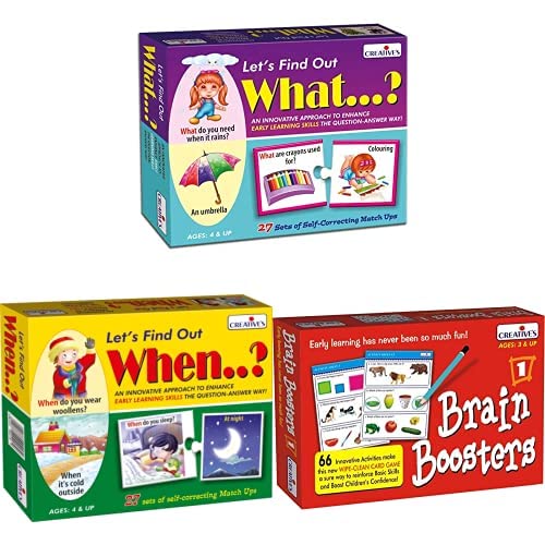 Image of Creative Educational Aids P. Ltd. - CRE0995 Let's Find Out What Puzzle (Multi-Color, 54 Pieces)|CRE1014 Let's Find Out When Puzzle (Multi-Color)|0987 Brain Boosters - I