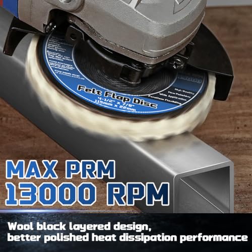 Image of 11 Pcs Wool Felt Disc Buffing Wheel & Polishing Compound | 4-1 /2 inch x 7 /8 inch Arbor Buffing Polishing Wheel for Angle Grinder Marble Metal Stone Stainless Steel Furniture Finish Mirror